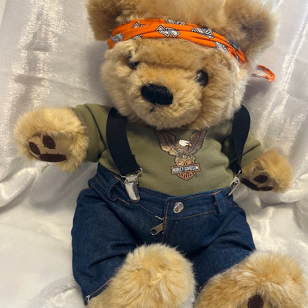 Harley-Davidson Bear with Orange Bandana and Denim